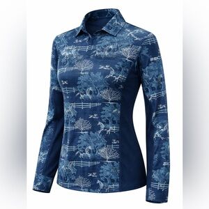 Romfh Women’s English Horse Print Equestrian Quarter-Zip Performance Sun Shirt